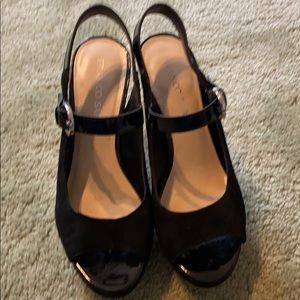 Franco Sarto black platform sandals
